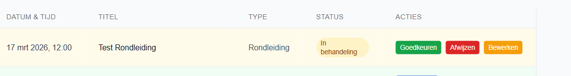 Scherm: Goedkeuren en afwijzen